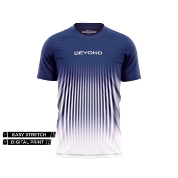 BEYOND - WHITE BLUE LINING GRADIENT DRY-FIT TEE