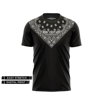 BEYOND - BLACK AJRAK DESIGN DRY-FIT TEE