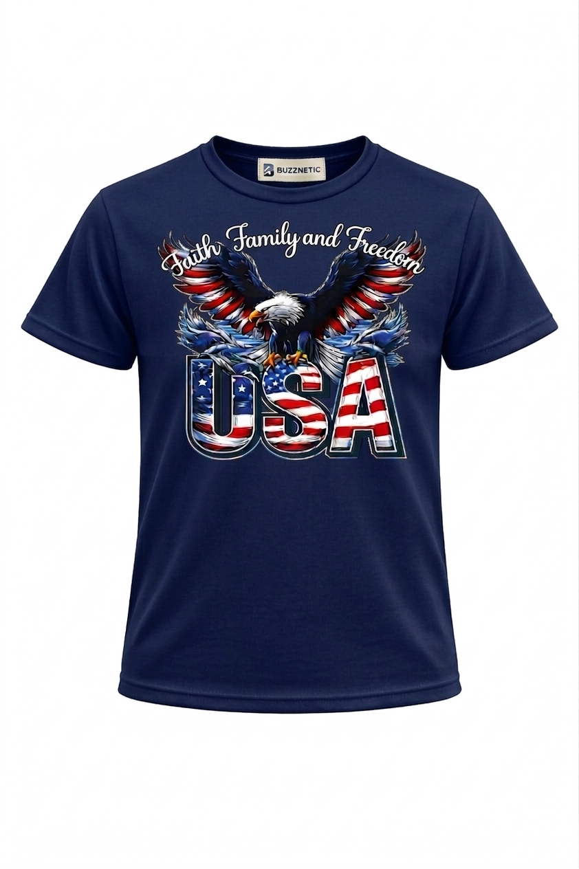 Faith Family & Freedom | Round Neck T-Shirt for Men