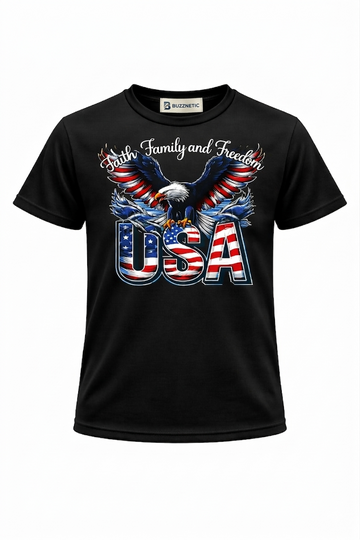 Faith Family & Freedom | Round Neck T-Shirt for Men