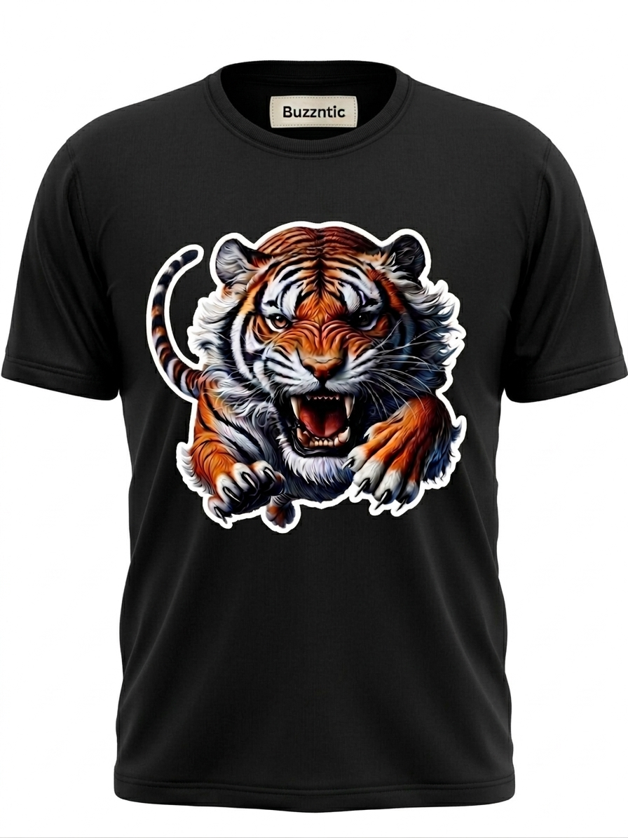 Tiger Roar | Round Neck T-Shirt for Men